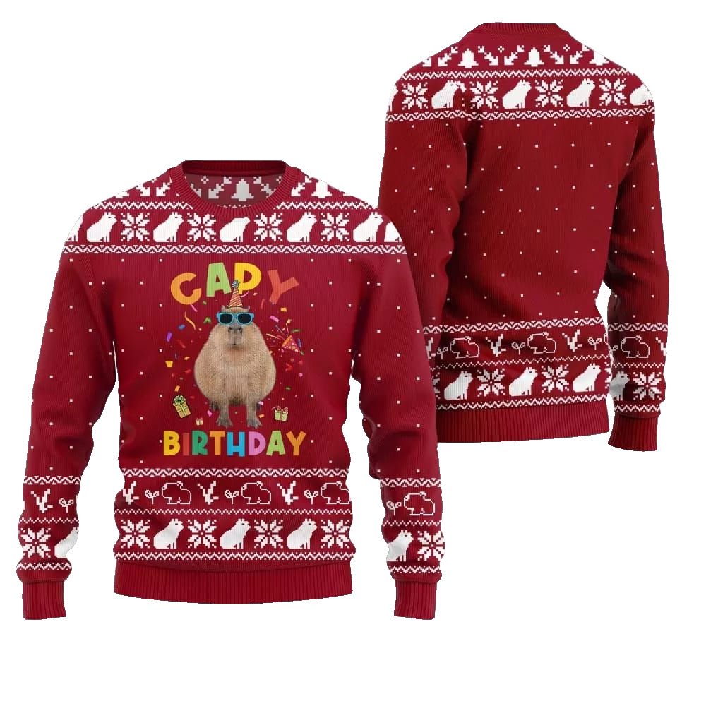 2026 Christmas Capy Birthday Ugly Christmas Sweater - Moonbestprint