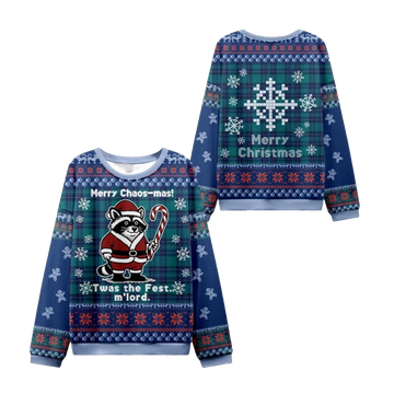 2026 Christmas Candy Raccoon Samurai Ugly Sweater - Moonbestprint