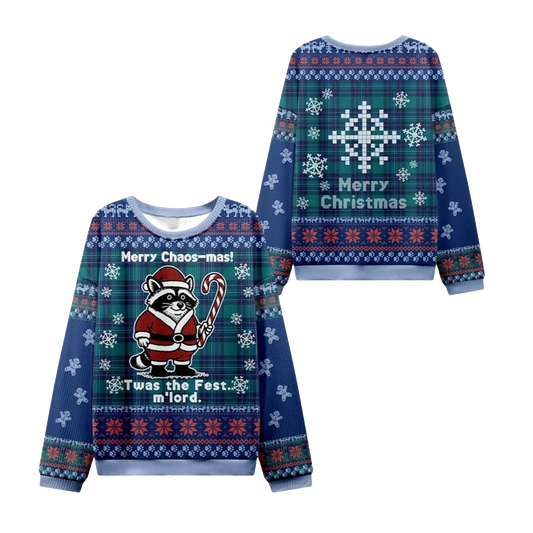 2026 Christmas Candy Raccoon Samurai Ugly Sweater - Moonbestprint