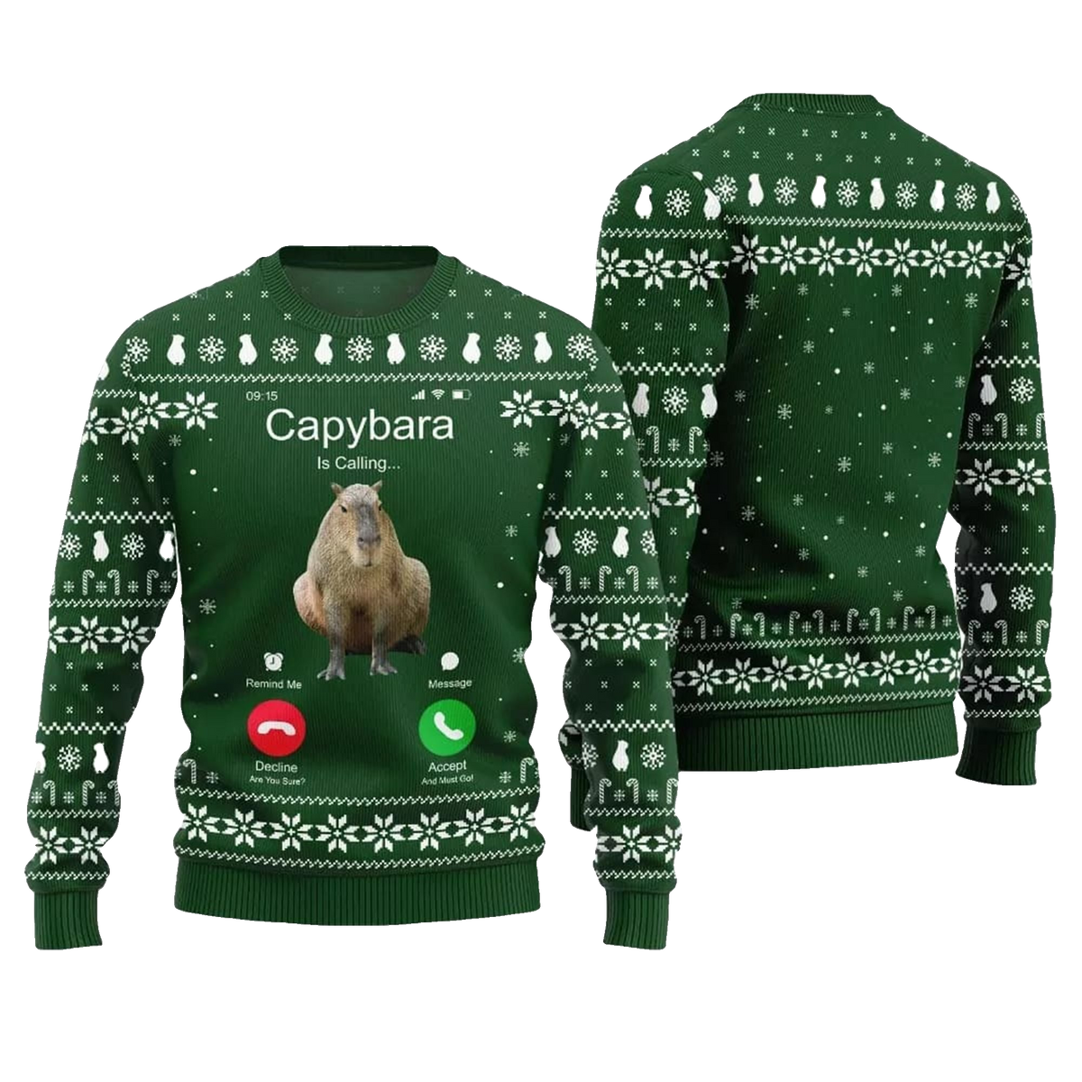 2026 Christmas Calling Capybara Ugly Sweater - Moonbestprint