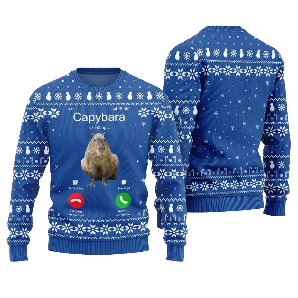 2026 Christmas Calling Capybara Ugly Sweater - Moonbestprint