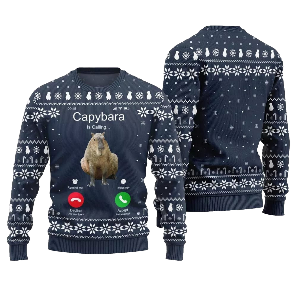 2026 Christmas Calling Capybara Ugly Sweater - Moonbestprint