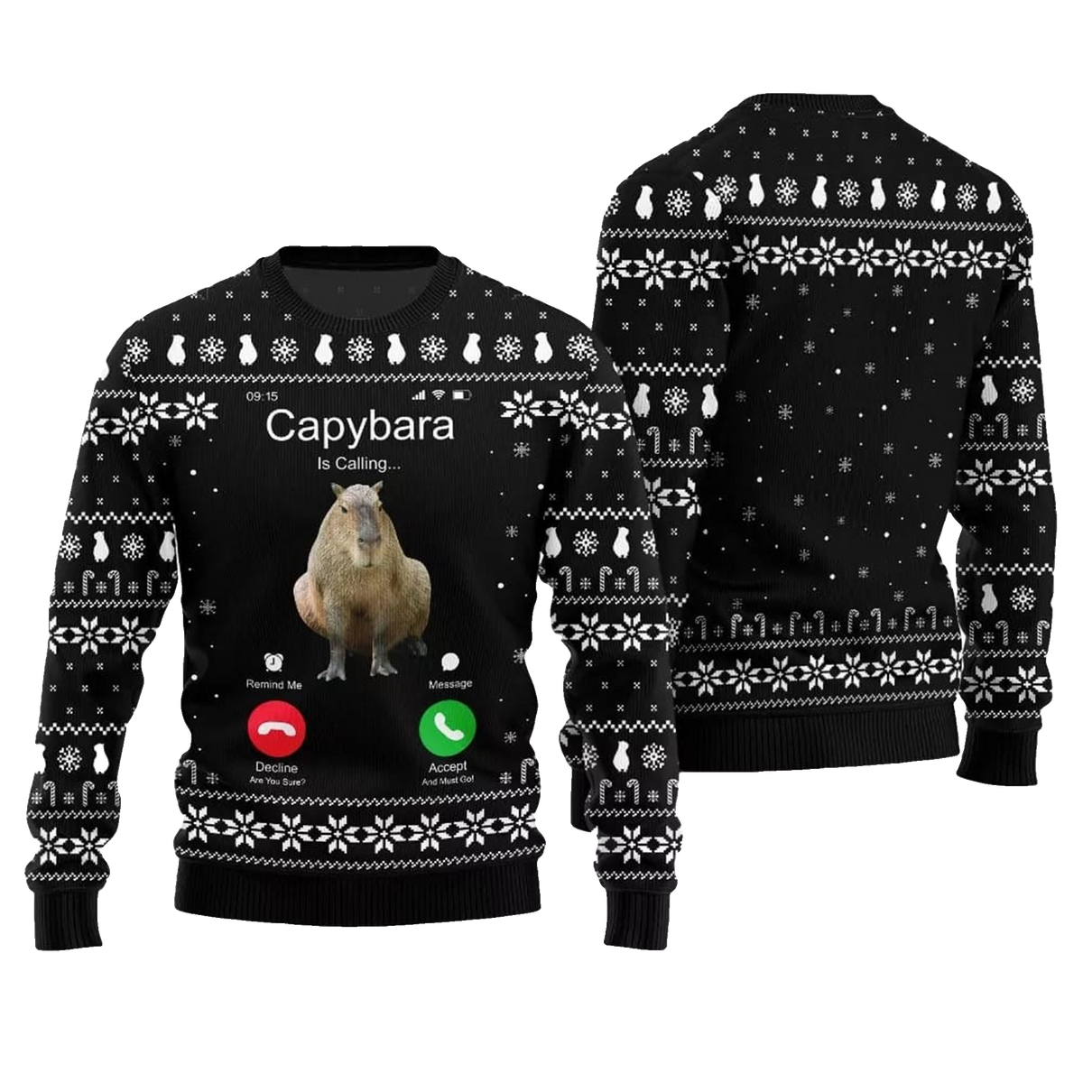 2026 Christmas Calling Capybara Ugly Sweater - Moonbestprint