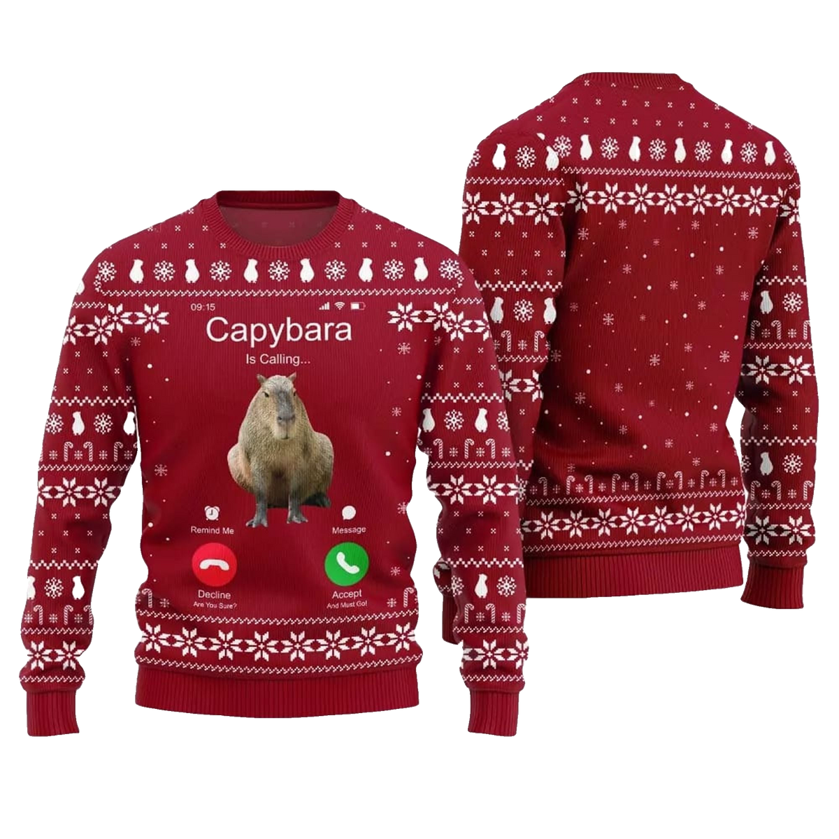 2026 Christmas Calling Capybara Ugly Sweater - Moonbestprint