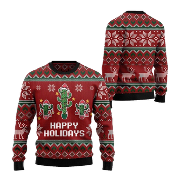 2026 Christmas Cactus Happy Holidays Ugly Christmas Sweater - Moonbestprint
