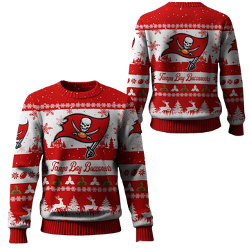 2026 Christmas Buccaneers Festive Reindeer Tree Ugly Sweater - Moonbestprint