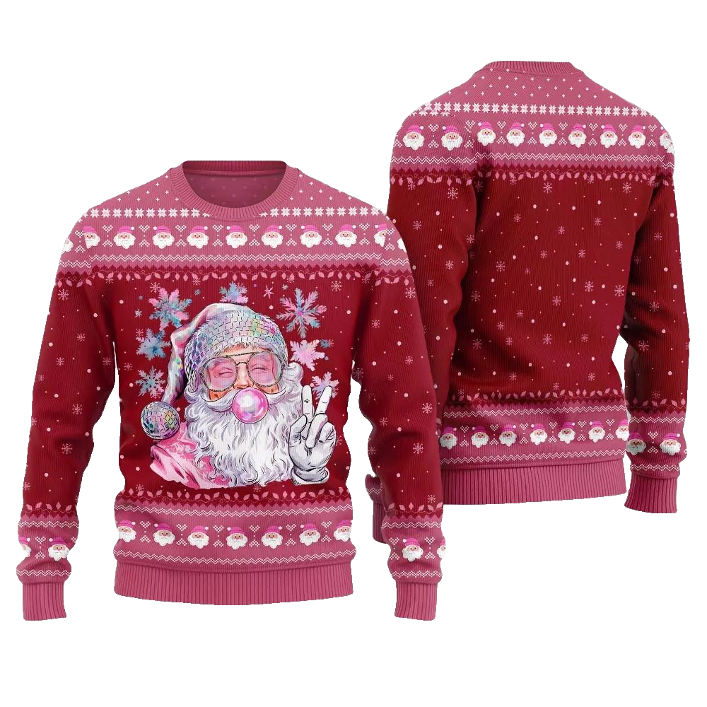 2026 Christmas Bubble Gum Santa Ugly Christmas Sweater - Moonbestprint