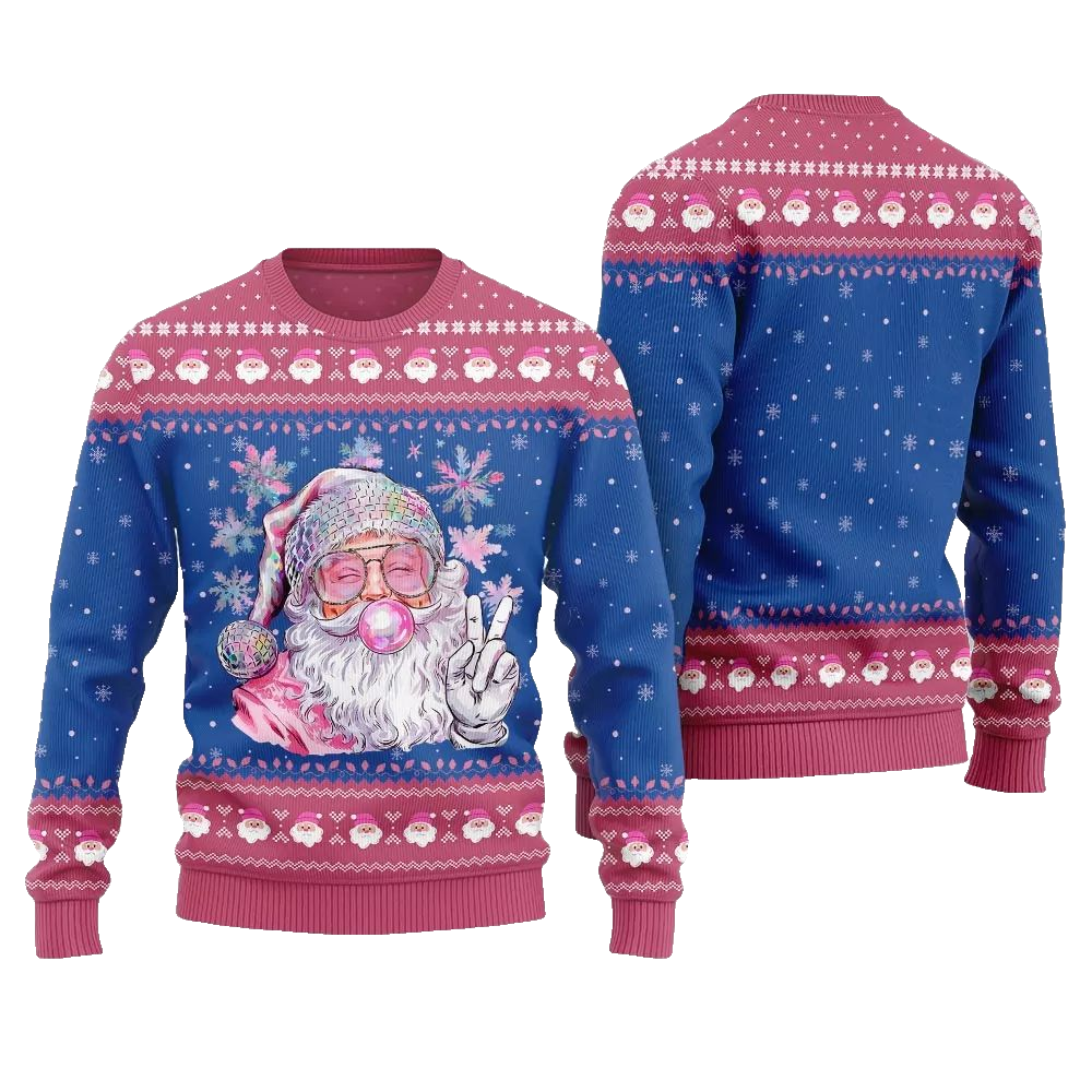 2026 Christmas Bubble Gum Santa Ugly Christmas Sweater - Moonbestprint