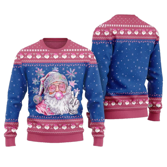 2026 Christmas Bubble Gum Santa Ugly Christmas Sweater - Moonbestprint