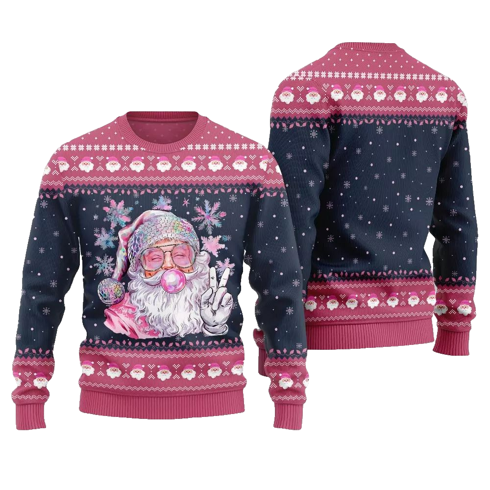 2026 Christmas Bubble Gum Santa Ugly Christmas Sweater - Moonbestprint