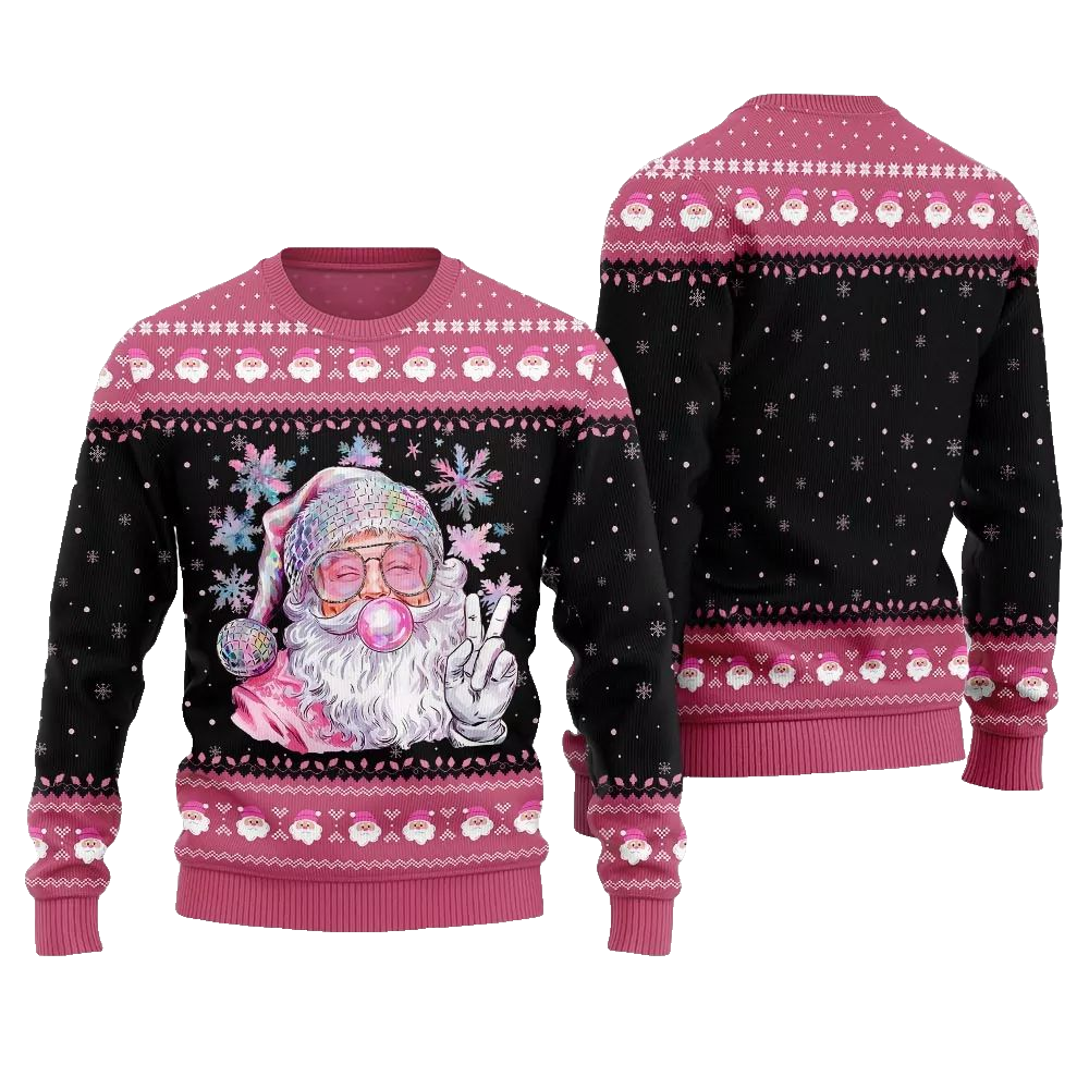 2026 Christmas Bubble Gum Santa Ugly Christmas Sweater - Moonbestprint