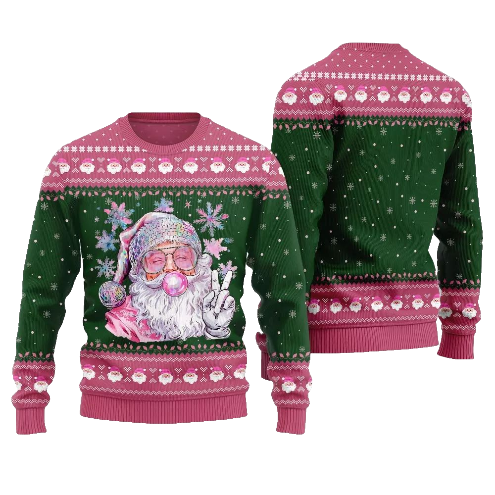 2026 Christmas Bubble Gum Santa Ugly Christmas Sweater - Moonbestprint
