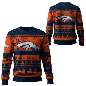 2025 Christmas Broncos Festive Reindeer Tree Ugly Sweater – Moonbestprint