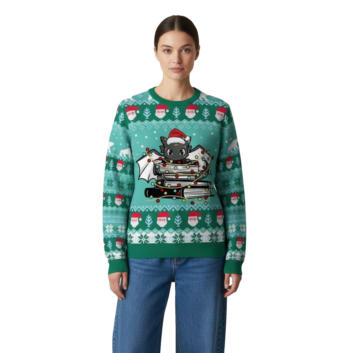 2026 Christmas Book Dragon Ugly Sweater - Moonbestprint
