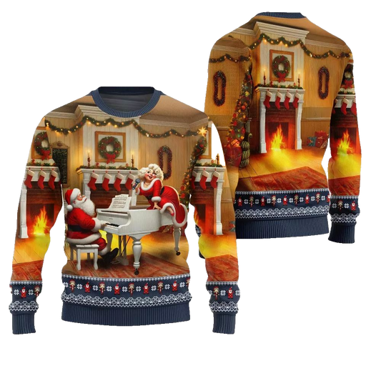 2026 Christmas Bold Piano Claus Ugly Christmas Sweater - Moonbestprint