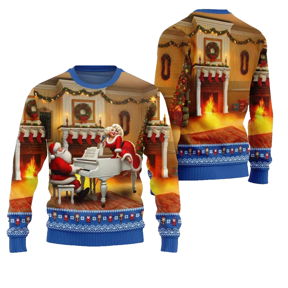 2026 Christmas Bold Piano Claus Ugly Christmas Sweater - Moonbestprint