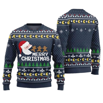 2026 Christmas Bold Pacman Santa Ghost Hunt Ugly Christmas Sweater - Moonbestprint