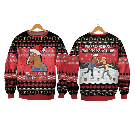 2026 Christmas Bojack Horseman Ugly Christmas Sweater - Moonbestprint