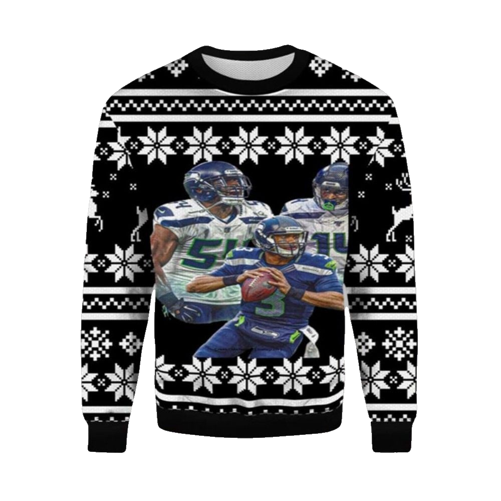 2026 Christmas Bobby Wagner DK Metcalf Russell Wilson Ugly Christmas Sweater - Moonbestprint