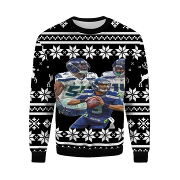 2026 Christmas Bobby Wagner DK Metcalf Russell Wilson Ugly Christmas Sweater - Moonbestprint