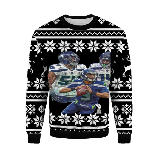 2026 Christmas Bobby Wagner DK Metcalf Russell Wilson Ugly Christmas Sweater - Moonbestprint