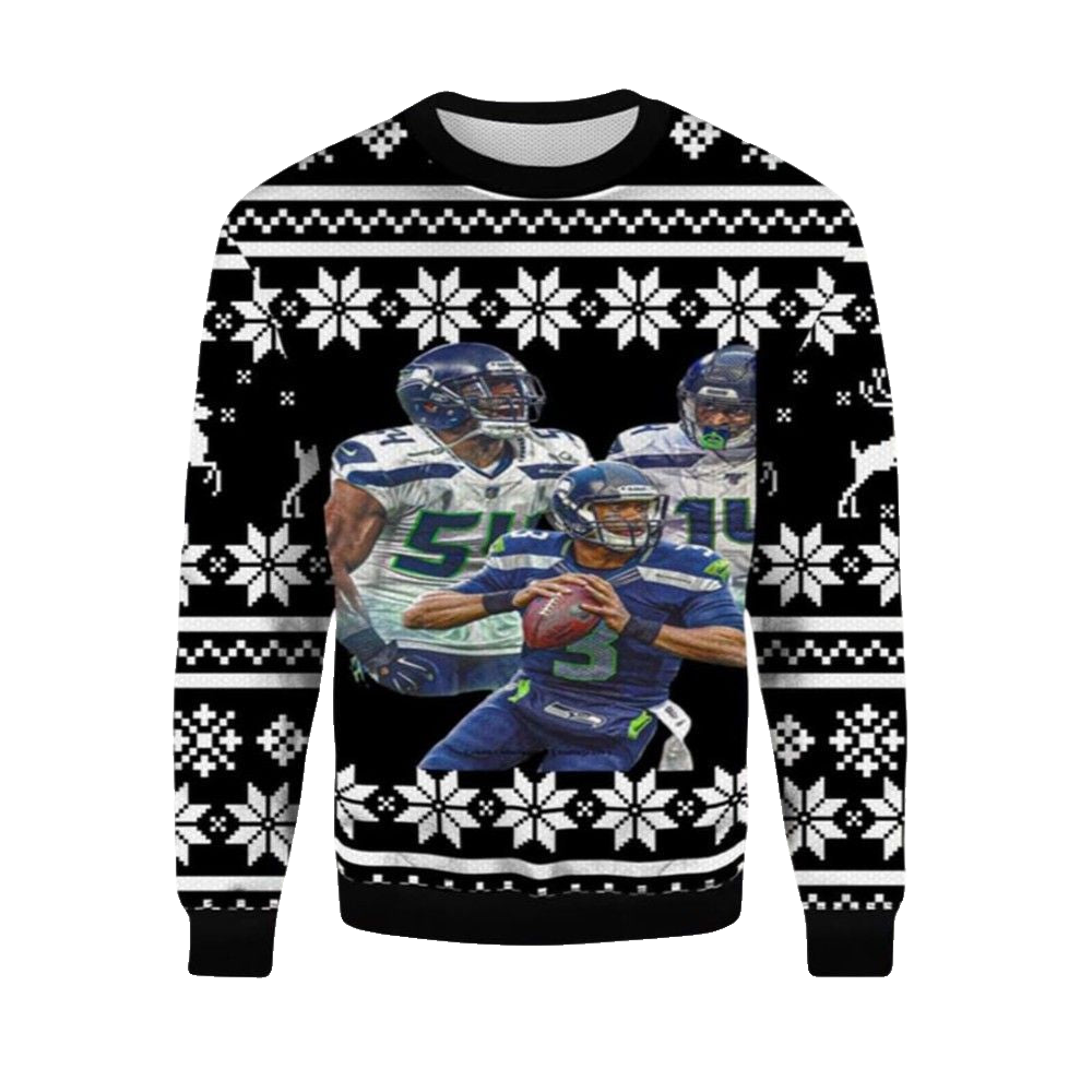 2026 Christmas Bobby Wagner DK Metcalf Russell Wilson Ugly Christmas Sweater - Moonbestprint
