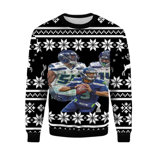 2026 Christmas Bobby Wagner DK Metcalf Russell Wilson Ugly Christmas Sweater - Moonbestprint