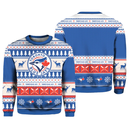 2026 Christmas Blue Jays Baseball Ugly Sweater - Moonbestprint