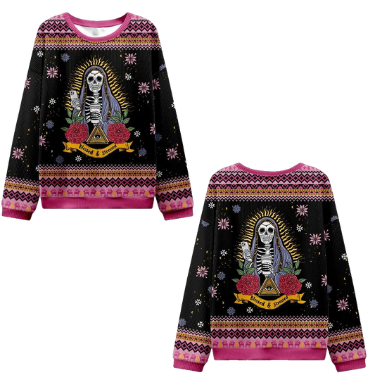 2026 Christmas Blessed And Stressed Ugly Christmas Sweater - Moonbestprint