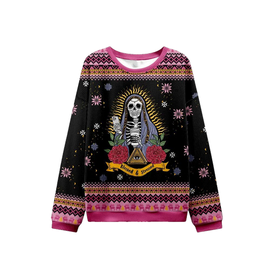 2026 Christmas Blessed And Stressed Ugly Christmas Sweater - Moonbestprint