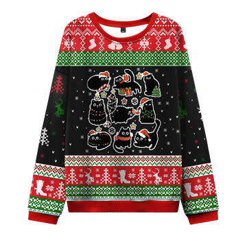 2026 Christmas Black Cat Ugly Christmas Sweater Moonbestprint