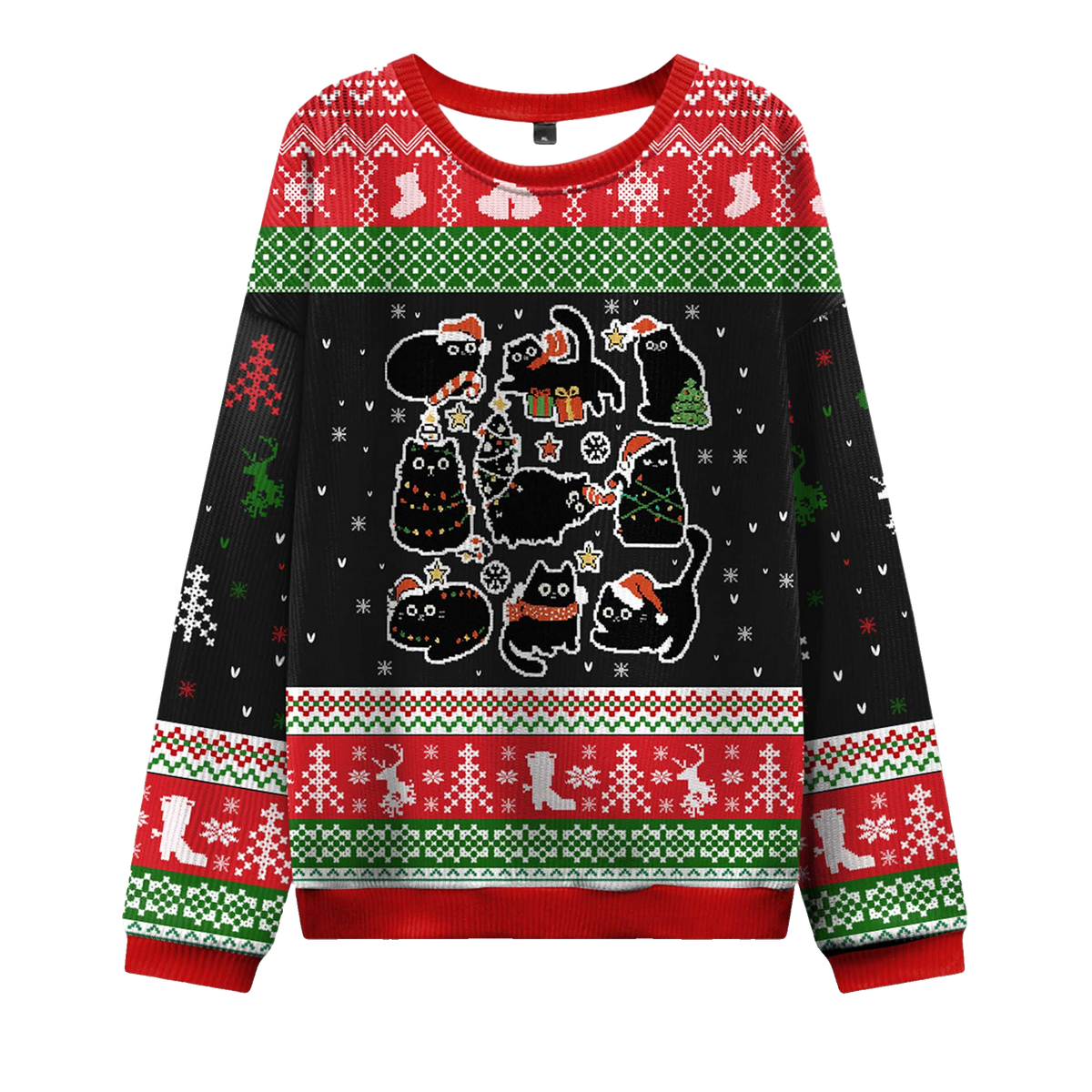 2026 Christmas Black Cat Ugly Christmas Sweater Moonbestprint