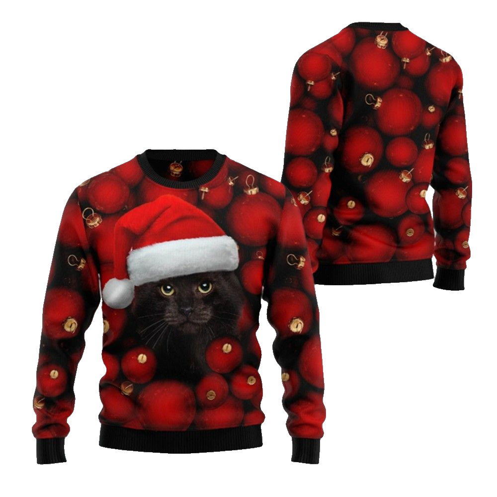 2026 Christmas Black Cat Christmas Ugly Christmas Sweater - Moonbestprint