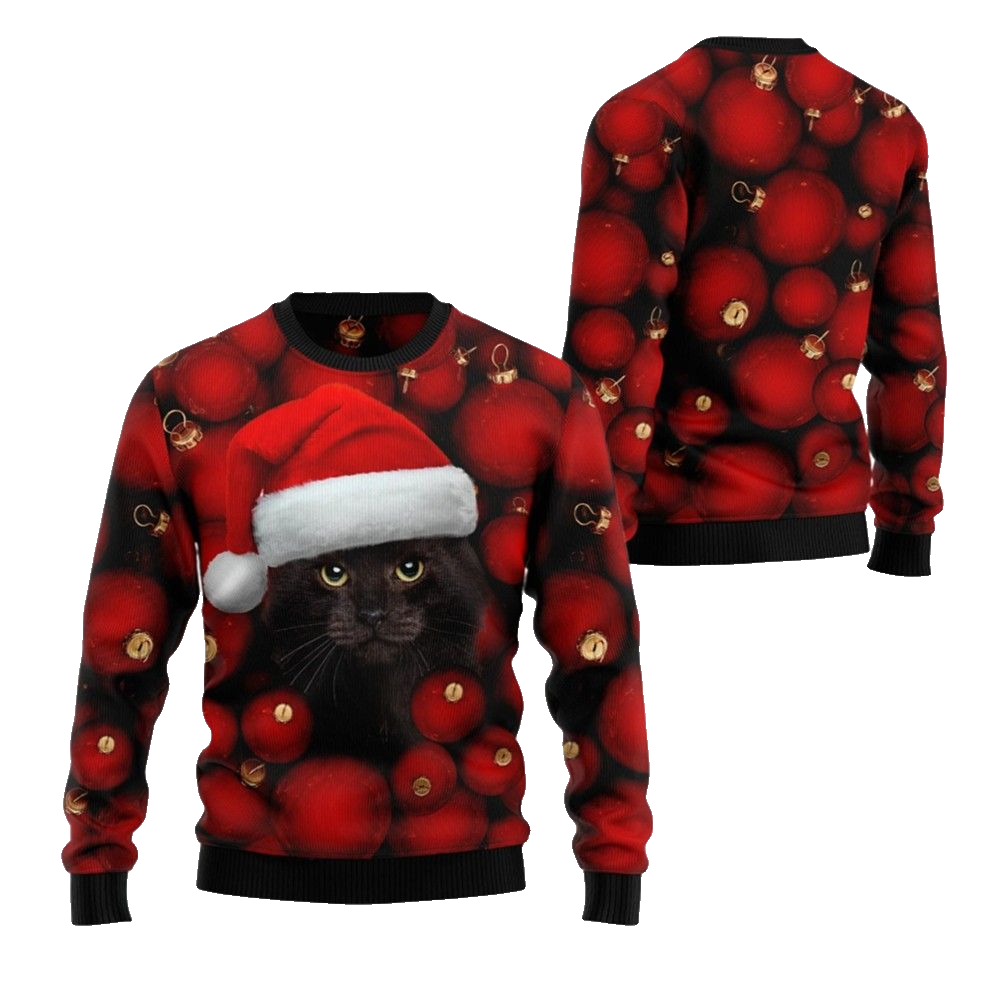 2026 Christmas Black Cat Christmas Ugly Christmas Sweater - Moonbestprint