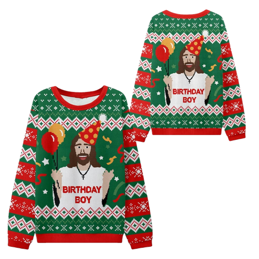 2026 Christmas BIRTHDAY BOY Jesus Ugly Sweater - Moonbestprint