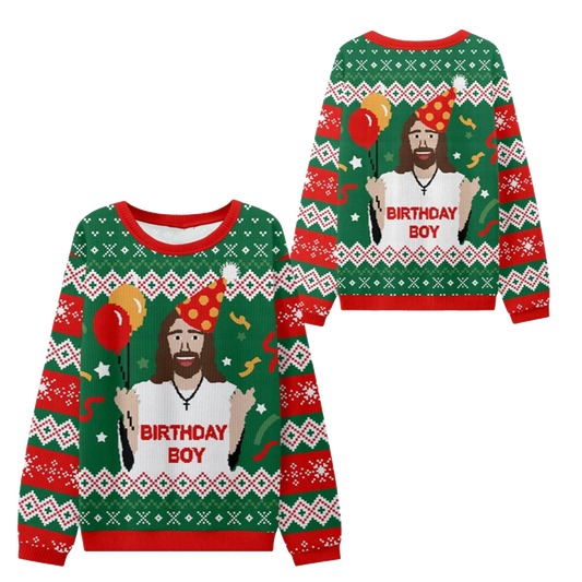 2026 Christmas BIRTHDAY BOY Jesus Ugly Sweater - Moonbestprint