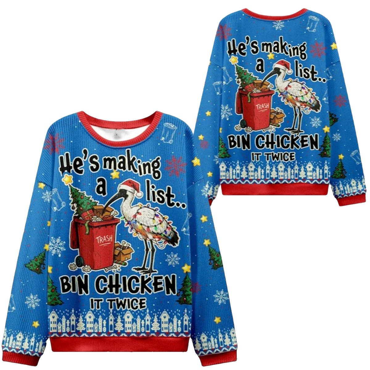 2026 Christmas Bin Chicken It Twice Ugly Sweater - Moonbestprint