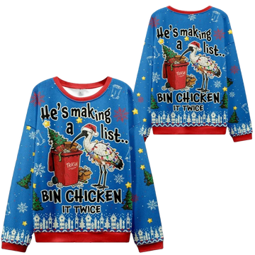 2026 Christmas Bin Chicken It Twice Ugly Sweater - Moonbestprint