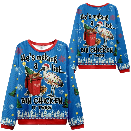 2026 Christmas Bin Chicken It Twice Ugly Sweater - Moonbestprint