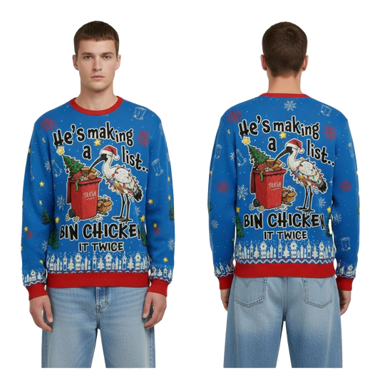 2026 Christmas Bin Chicken It Twice Ugly Sweater - Moonbestprint