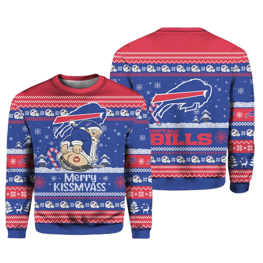2026 Christmas Bills Merry Kissmyass Santa Claus Ugly Sweater - Moonbestprint