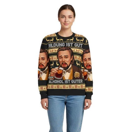 2026 Christmas Bildung Ist Gut Alkohol Ugly Sweater - Moonbestprint