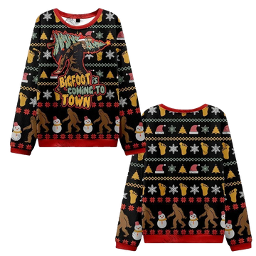 2026 Christmas Bigfoot is Coming to Town Ugly Christmas Sweater - Moonbestprint