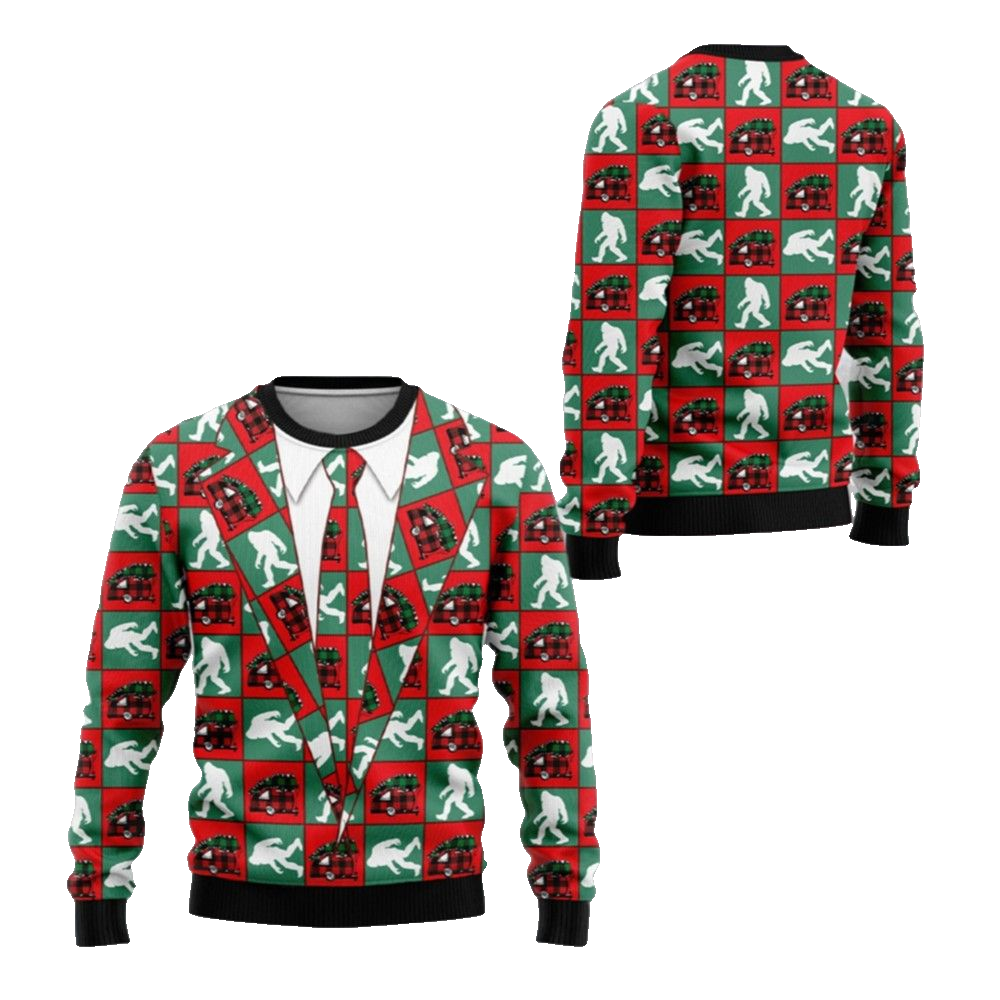 2026 Christmas Bigfoot Camping Christmas Ugly Christmas Sweater - Moonbestprint