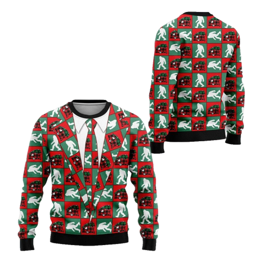 2026 Christmas Bigfoot Camping Christmas Ugly Christmas Sweater - Moonbestprint
