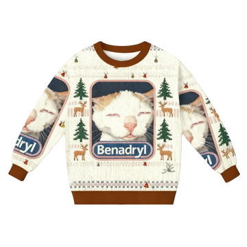 2026 Christmas Benadryl Cat Meme Ugly Sweater - Moonbestprint