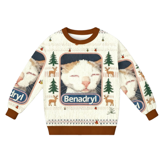 2026 Christmas Benadryl Cat Meme Ugly Sweater - Moonbestprint