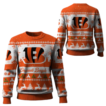 2026 Christmas Bengals Festive Reindeer Tree Ugly Sweater - Moonbestprint