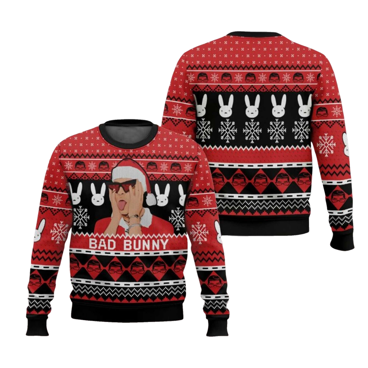 2026 Christmas Bad Bunny Ugly Sweater Moonbestprint