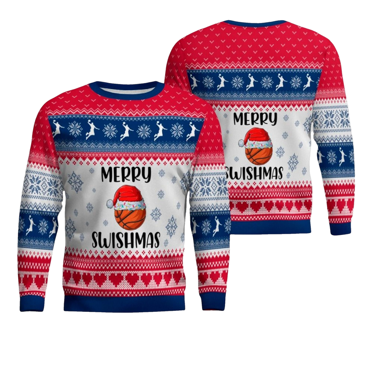 2026 Christmas Basketball Merry Swishmas Ugly Sweater - Moonbestprint